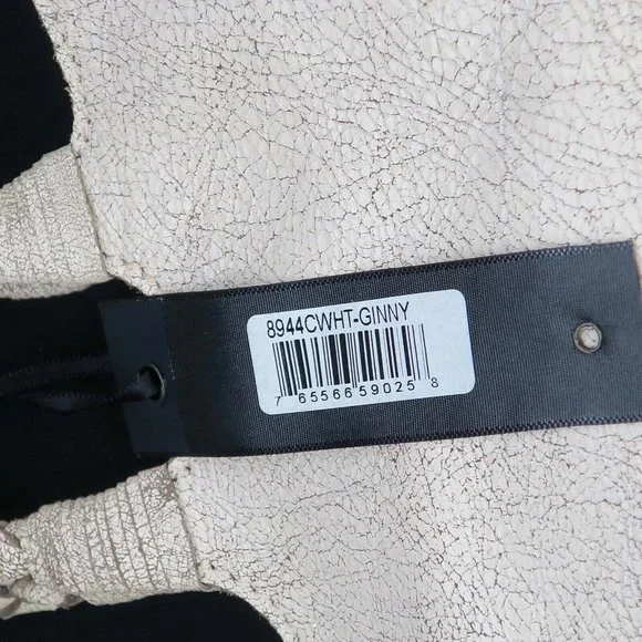 Latico Crackle White Ginny Leather Tote Bag Braided Handle Straps Shoulder Purse - Picture 3 of 5